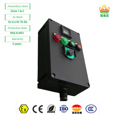 Exproof Flameproof Panel stasiun kontrol Box Ex e seluruh plastik ((GRP) disesuaikan IP66 220v 380V 10A