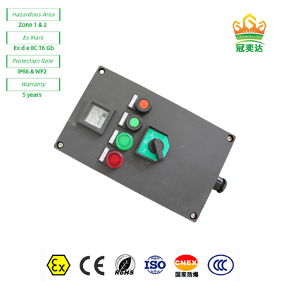 Exproof Flameproof Panel stasiun kontrol Box Ex e seluruh plastik ((GRP) disesuaikan IP66 220v 380V 10A