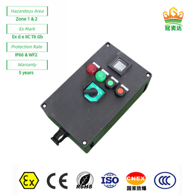 Exproof Flameproof ATEX Stasiun kontrol untuk lampu industri petrokimia Hanging Vertical Mount 380Vac
