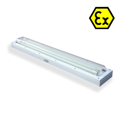 Exproof ATEX Linear Fluorescent Light Flameproof debu / waterproof untuk zona berbahaya 1 2 Gas Minyak 100lm / watt