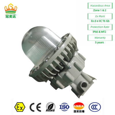 Keamanan Lampu LED Ex-Proof Lantai Tinggi IP66 WF2 untuk Zona Minyak &amp; Gas 1 3000lm 95 ~ 295VAC