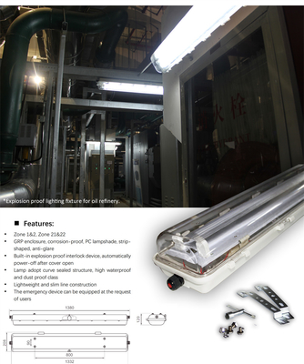 Lampu Tabung Fluorescent Tahan Ledakan | Disetujui ATEX/IECEx | Perlengkapan Anti-Ledakan IP66 untuk Zona Minyak, Gas & Kimia