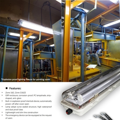 Perlengkapan Fluoresen Proof Ledakan Industri ATEX / IECEx Disetujui Anti-korosif, CRI tinggi, IP66 untuk Zona Berbahaya