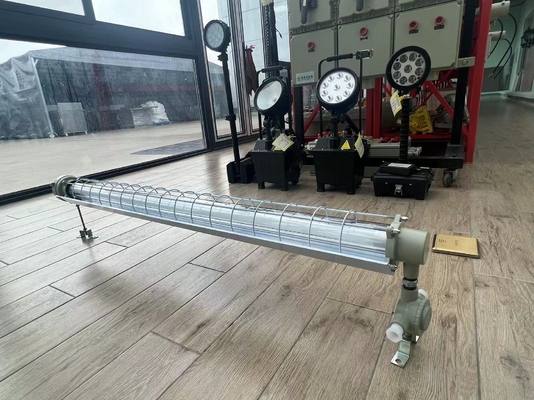 Untuk Lingkungan Basah Zona 21 dan 22 Tahan Korosi Ex Db Eb IIC T6 Gb, Ex Tb IIIC T80°C Db Perlengkapan Lampu LED Linear Tahan Ledakan ATEX yang Tahan Lama 100lm/w IP66