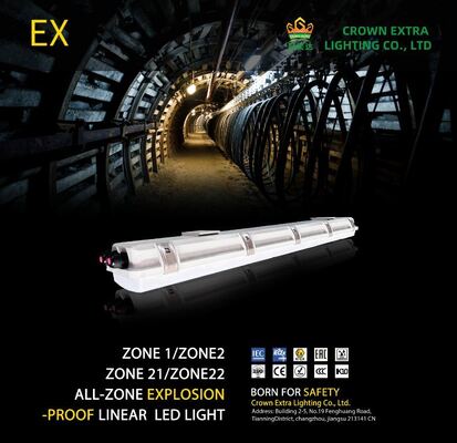 Lampu Fluorescent Tahan Ledakan GRP Enclosure 590mm 18W Tahan Api dengan Pilihan Darurat untuk Gudang Zona 1/Zona 21